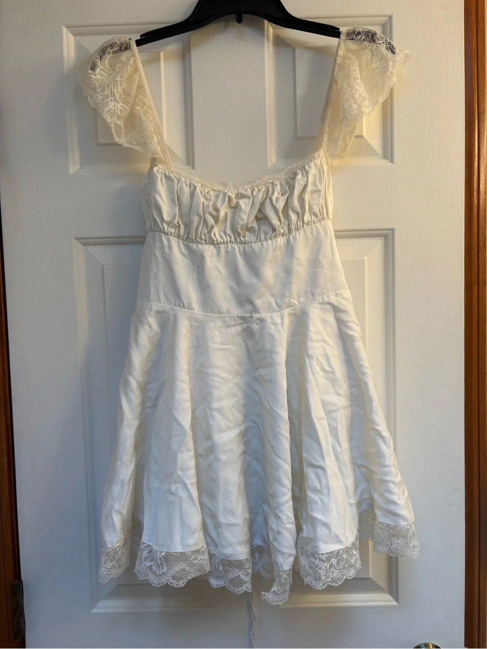 lace handkerchief dress Light Pink Lace Trim Handkerchief Midi Dress main image 1